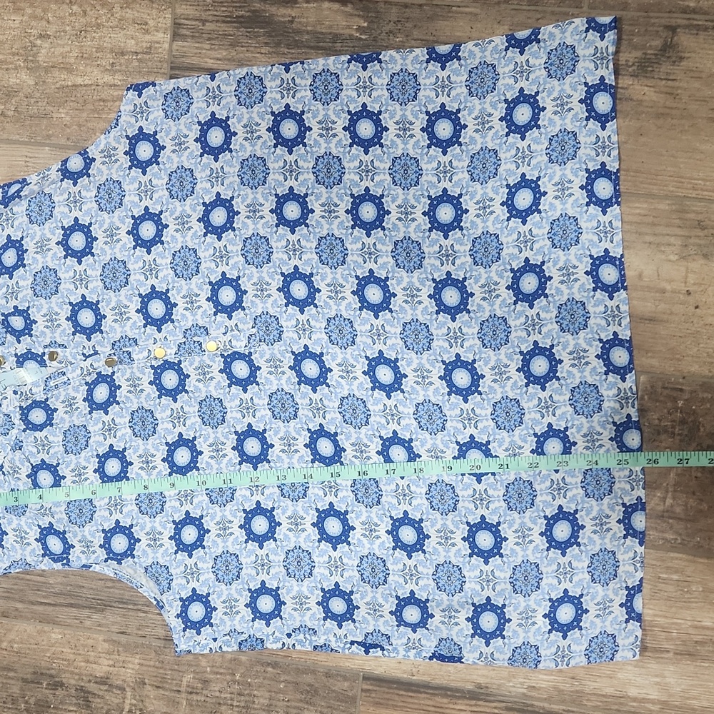 NWT LOFT Tiled Ruffle Mixed Media Shell - Picture 9 of 10